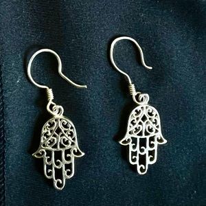 HAMSA SYMBOL silver earrings